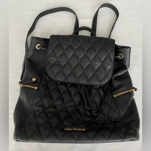 Vera Bradley black quilted leather Amy backpack excellent condition